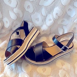 Black platform sandals